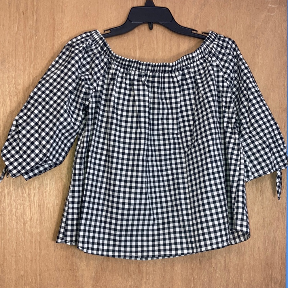 Black and White Gingham Off Shoulder